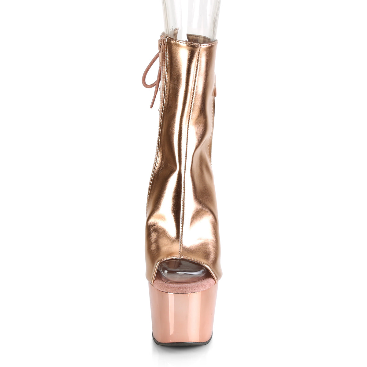 Pleaser Womens Ankle Boots ADORE-1018 Rose Gold Metallic Pu/Rose Gold Chrome