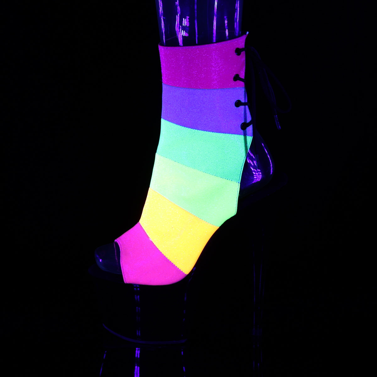 Pleaser Stivaletti da donna ADORE-1018Rbg. Rainbow Multi glitter / Blk