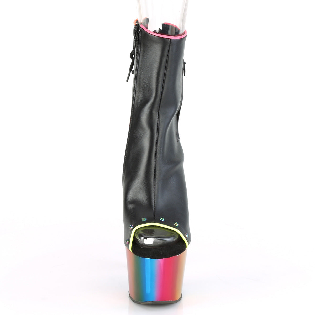 Pleaser Stivaletti da donna ADORE-1018RC-02 BLK in ecopelle /Rainbow Cromo