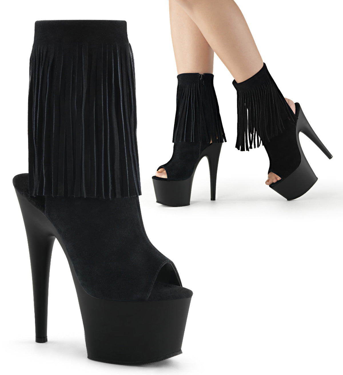 Pleaser Stivaletti da donna ADORE-1019 BLK Suede / Blk Matte