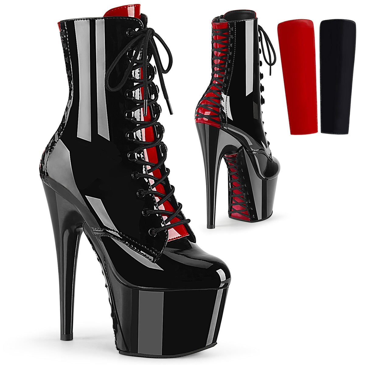 Pleaser Stivaletti da donna ADORE-1020FH BLK-RED PAT / BLK-RED