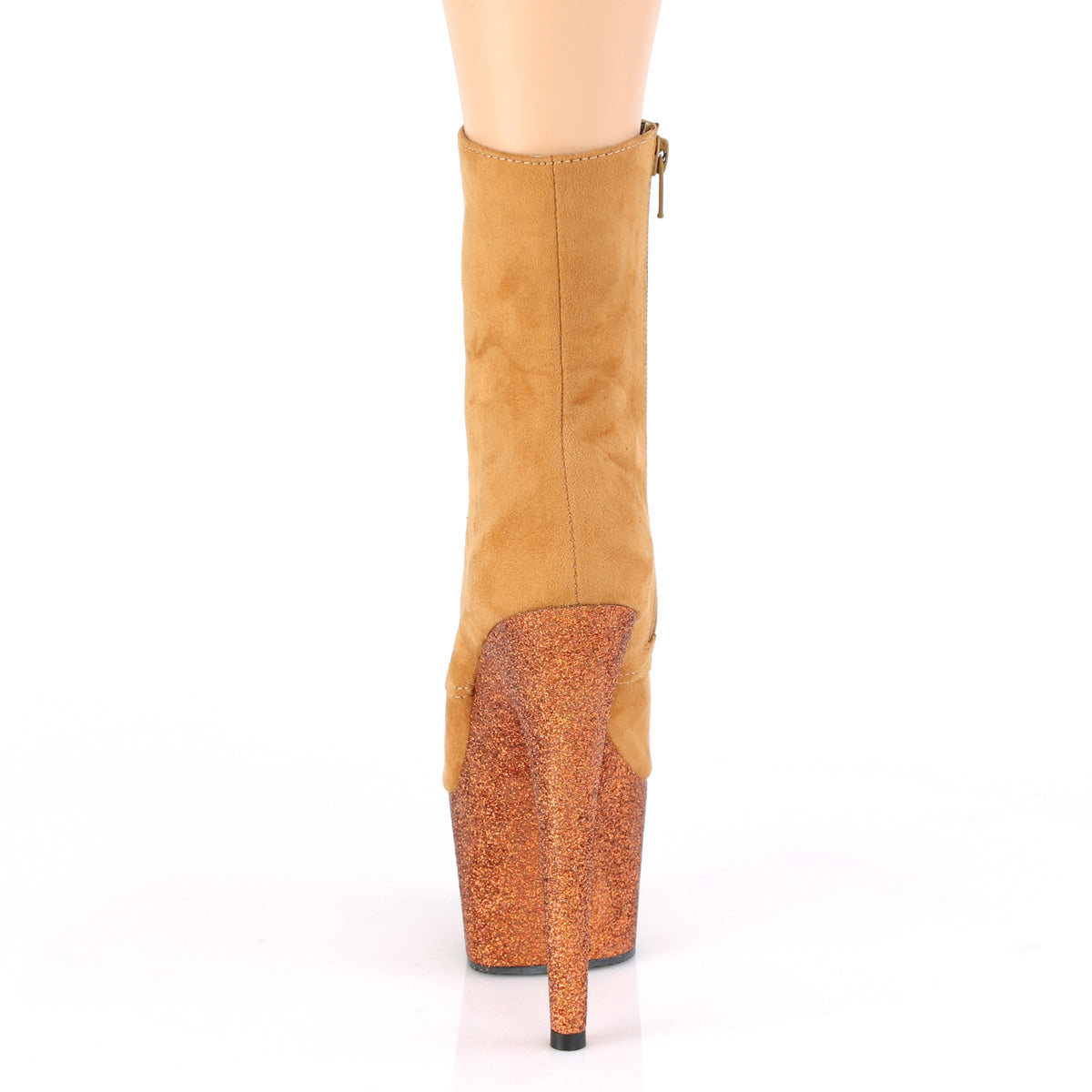 Pleaser Stivaletti da donna ADORE-1020fsmg. Camel F.suede /Camel Multi mini glitter.
