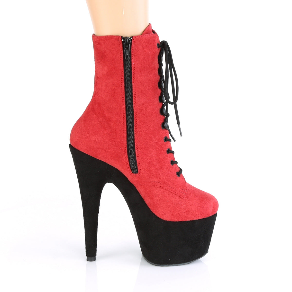 Pleaser Stivaletti da donna ADORE-1020FS RED FAUX Suede / Black Faux Suede Suede