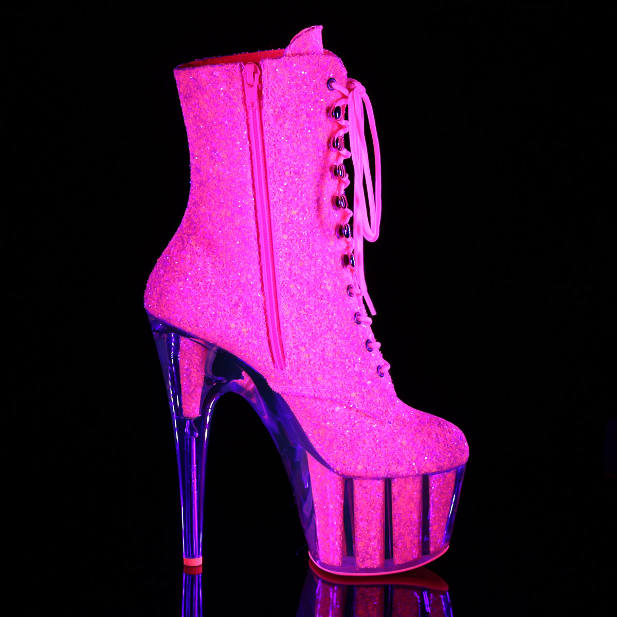 Pleaser Stivaletti da donna ADORE-1020g Neon rosa glitter / glitter rosa neon