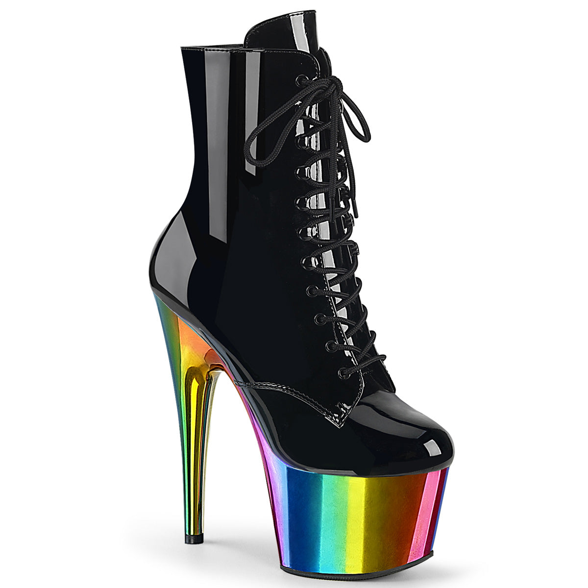 Pleaser Stivaletti ADORE-1020RC BLK PAT /Rainbow Cromo