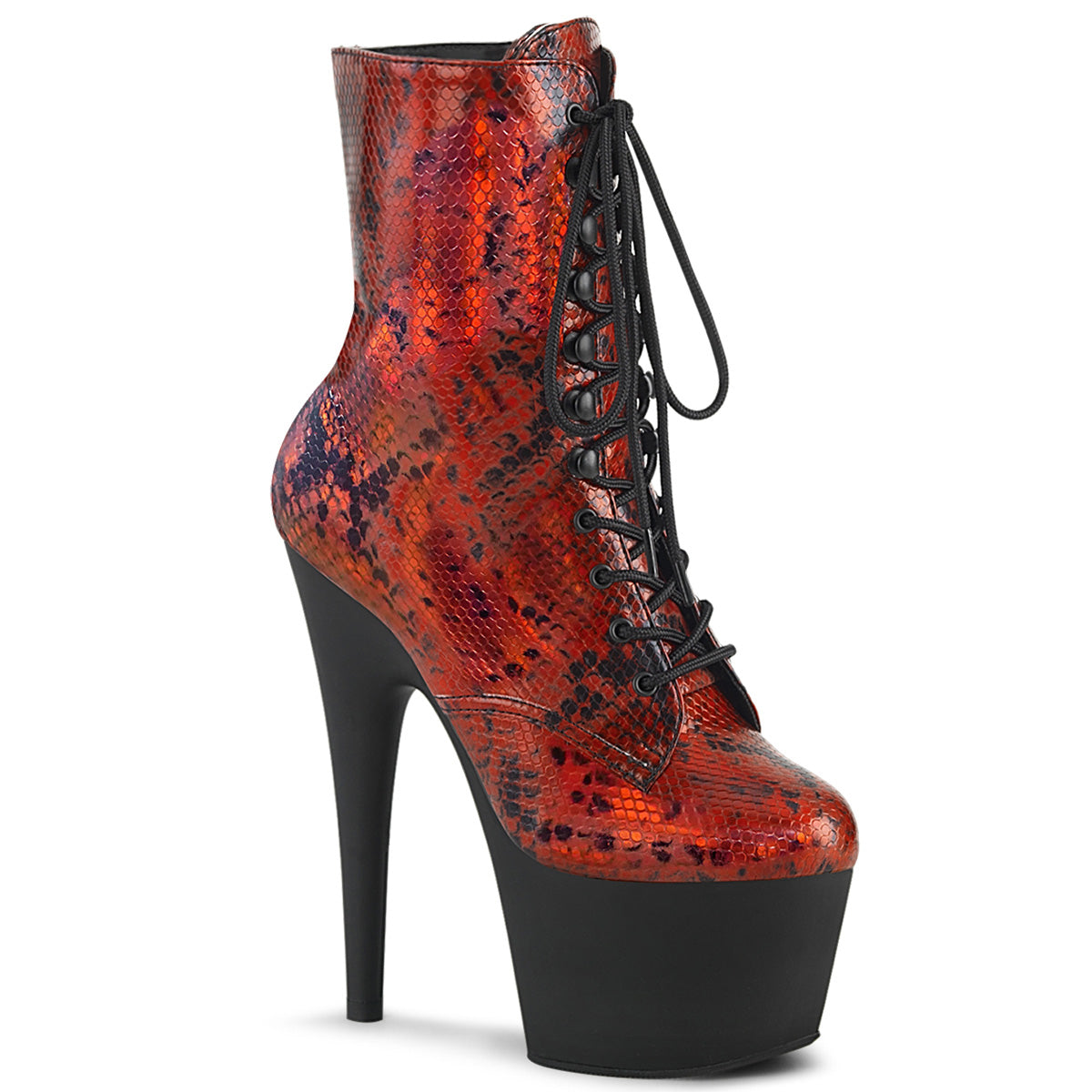 Pleaser Stivaletti da donna ADORE-1020SP Stampa rossa Holo Snake / Blk Matte