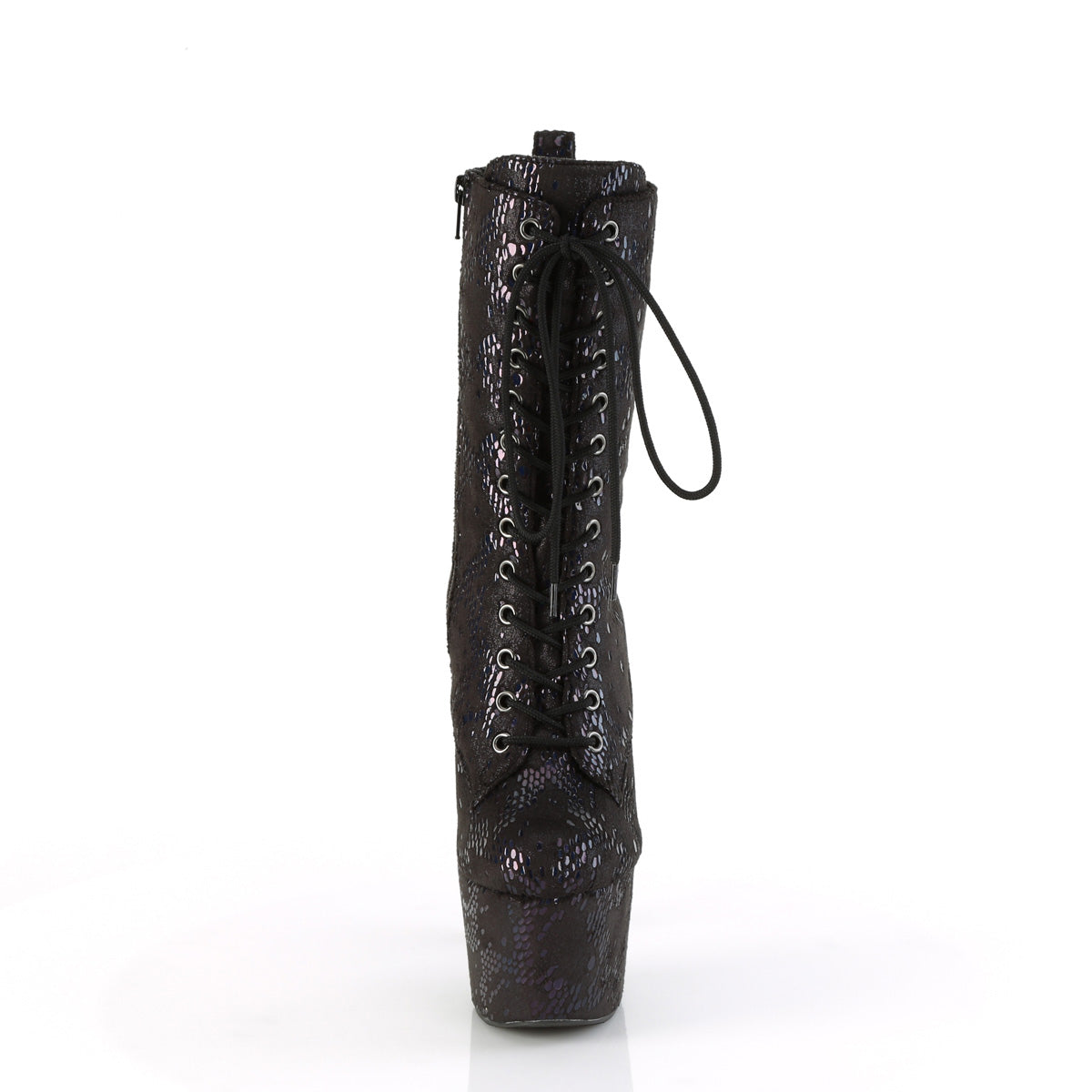 Pleaser ADORE-1040spf blk olio slick incontrato. Tessuto con stampa serpente/m