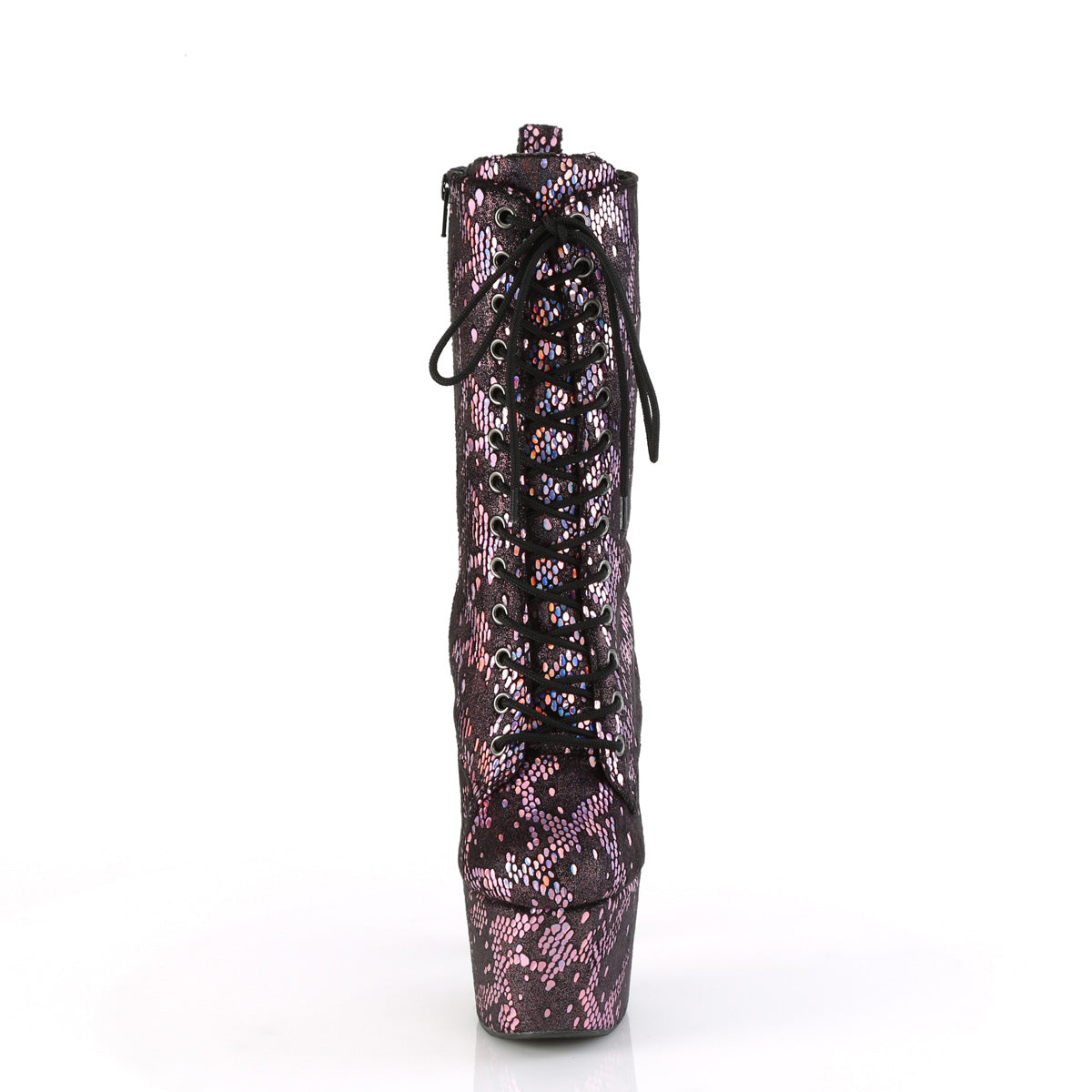 Pleaser ADORE-1040SPF B. Pink Metallic Holo Snake Print Fabric