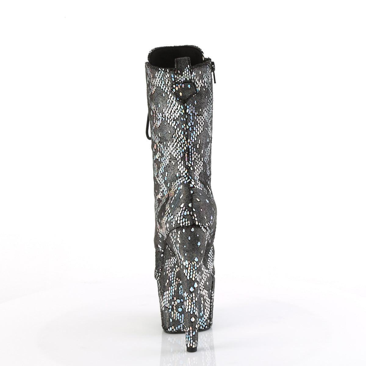 Pleaser ADORE-1040SPF Silver Metallic Holo Snake Print Fabric/