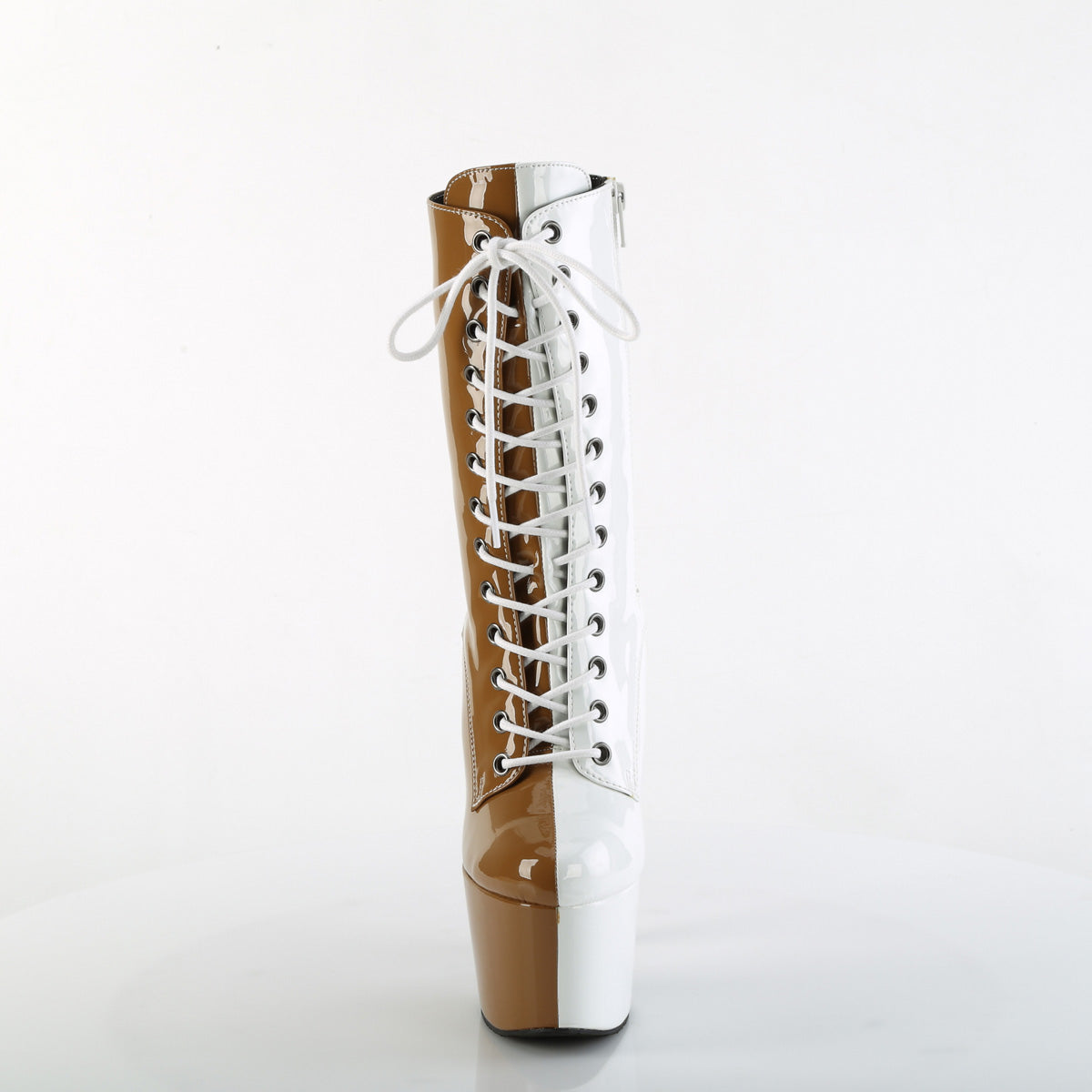 Pleaser ADORE-1040TT Taupe-Wht Pat/Taupe-Wht