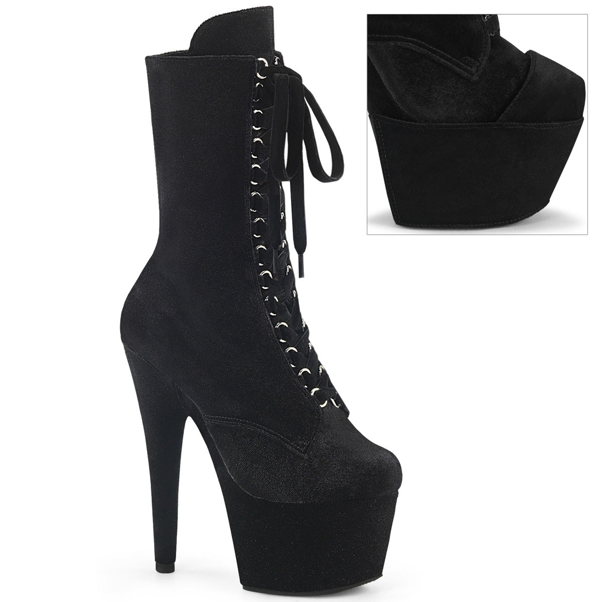 Pleaser Ankle Boots ADORE-1045VEL Blk Velvet/Blk Velvet