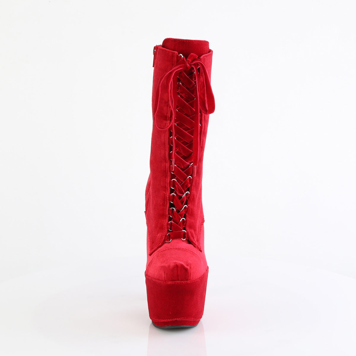 Pleaser Ankle Boots ADORE-1045VEL Red Velvet/Red Velvet