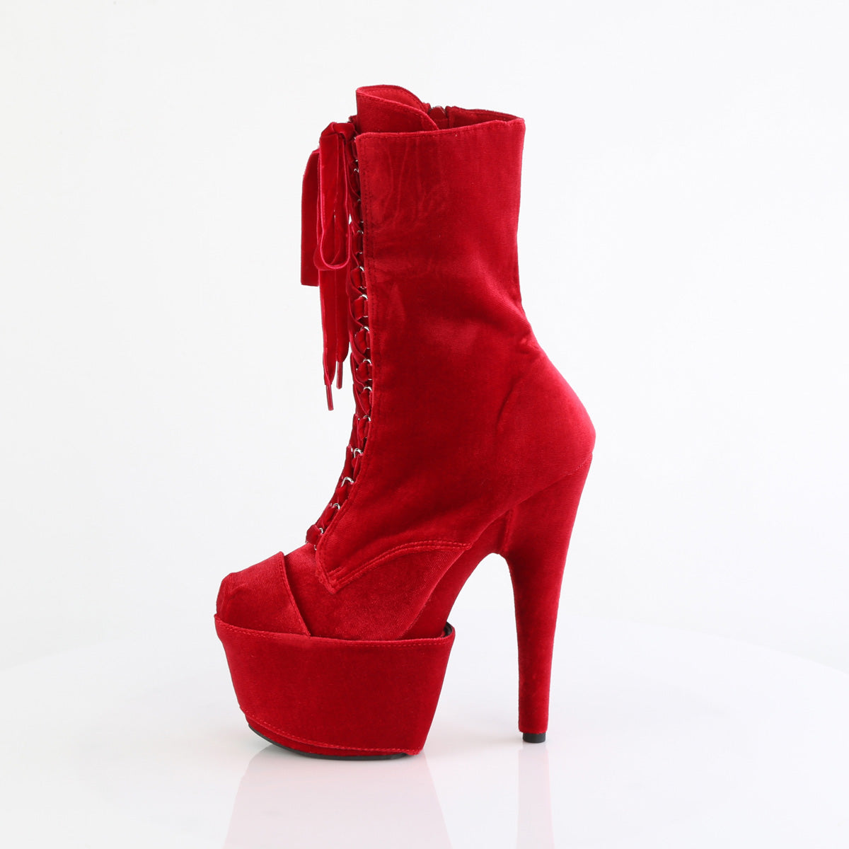 Pleaser Ankle Boots ADORE-1045VEL Red Velvet/Red Velvet