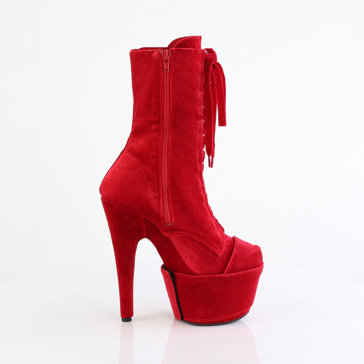 Pleaser Ankle Boots ADORE-1045VEL Red Velvet/Red Velvet