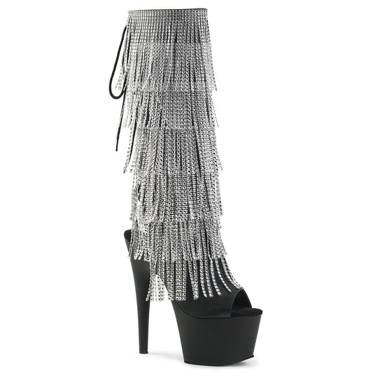 Pleaser Stivali da donna ADORE-2024RSF BLK STR FAUX PELLE / BLK MATTE