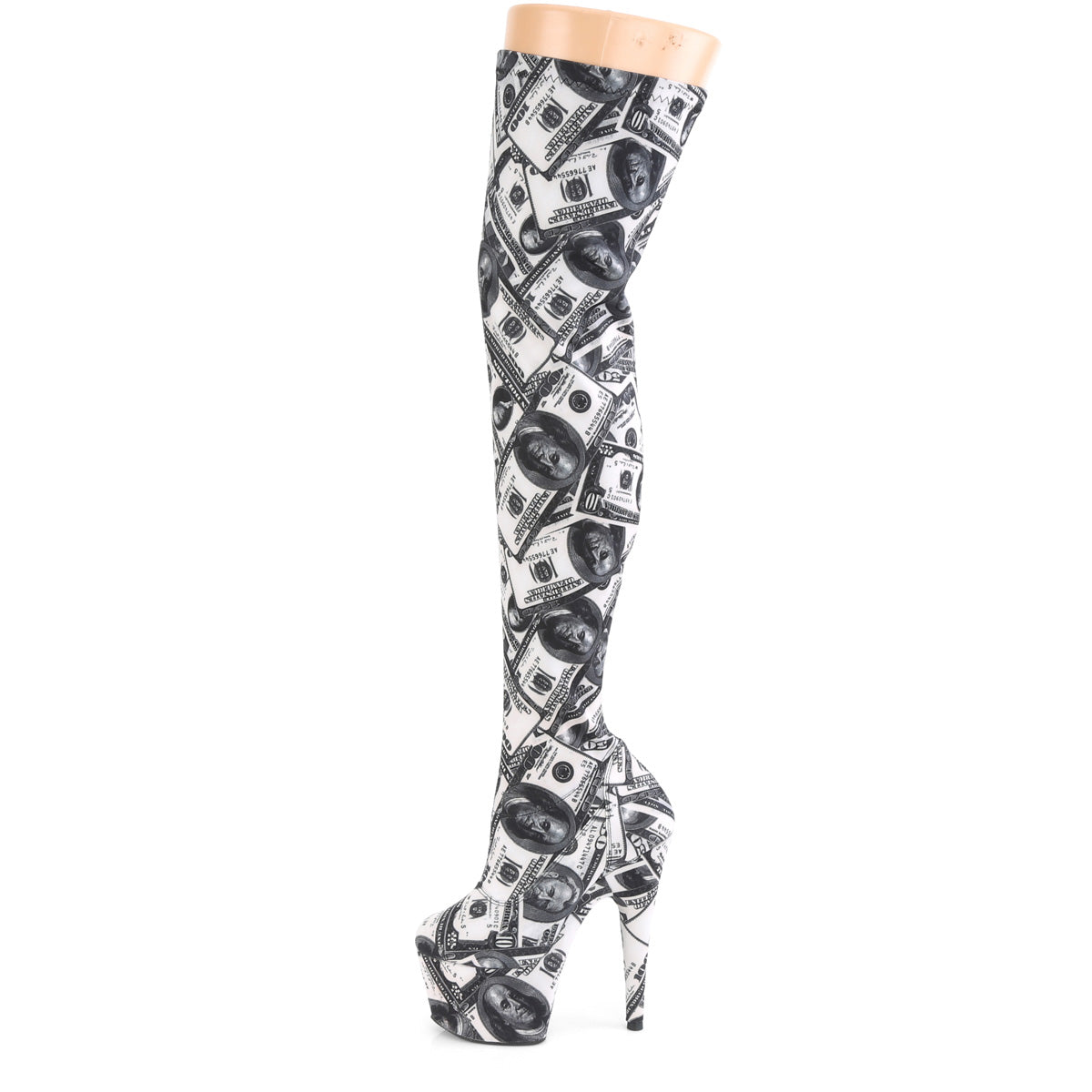 Pleaser Stivali da donna ADORE-3000dp wht-blk str. Tessuto / tessuto WHT-BLK