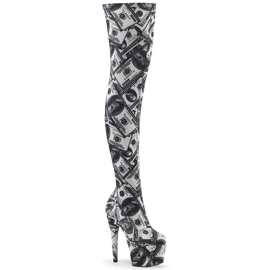 Pleaser Stivali da donna ADORE-3000dp wht-blk str. Tessuto / tessuto WHT-BLK