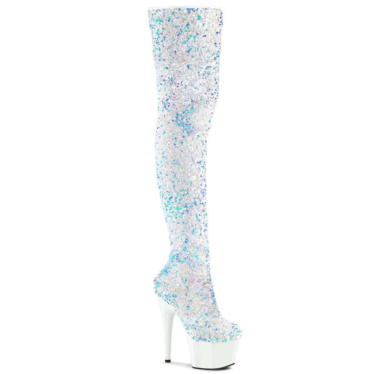 Pleaser Stivali da donna ADORE-3020 wht multi paillettes / wht