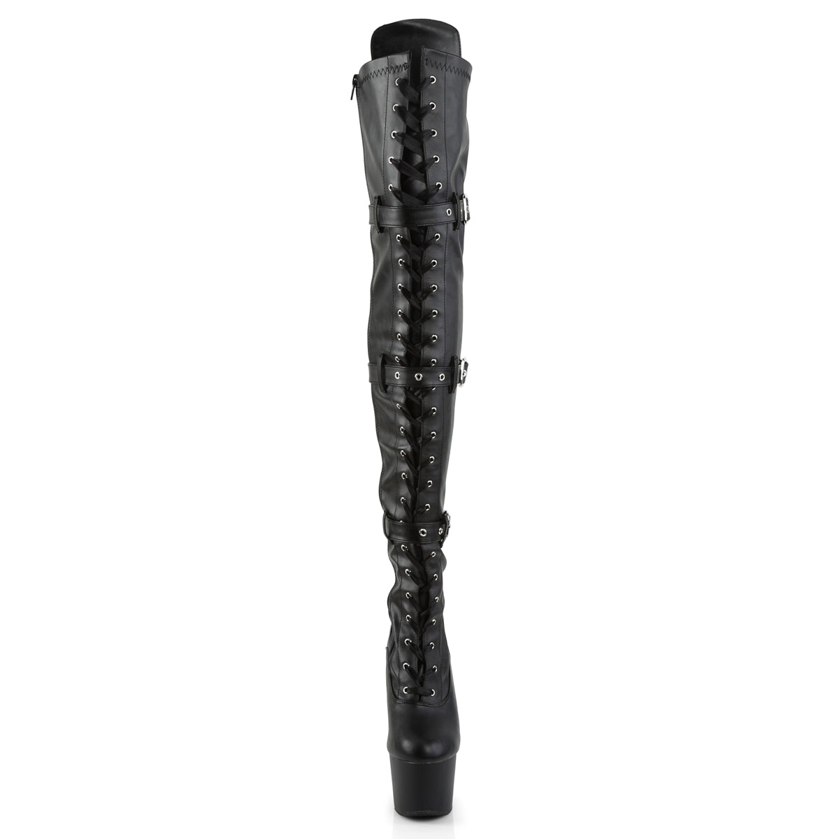 Pleaser Stivali da donna ADORE-3028 BLK STR FAUX PELLE / BLK MATTE