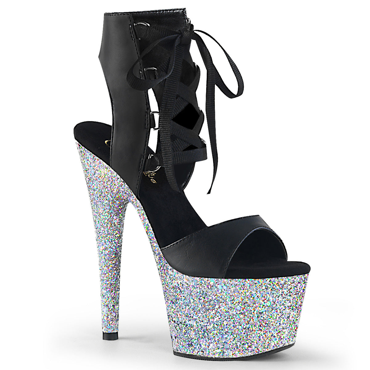 Pleaser Sandali da donna ADORE-700-14LG BLK Felga in ecopelle / SLVI multi glitter