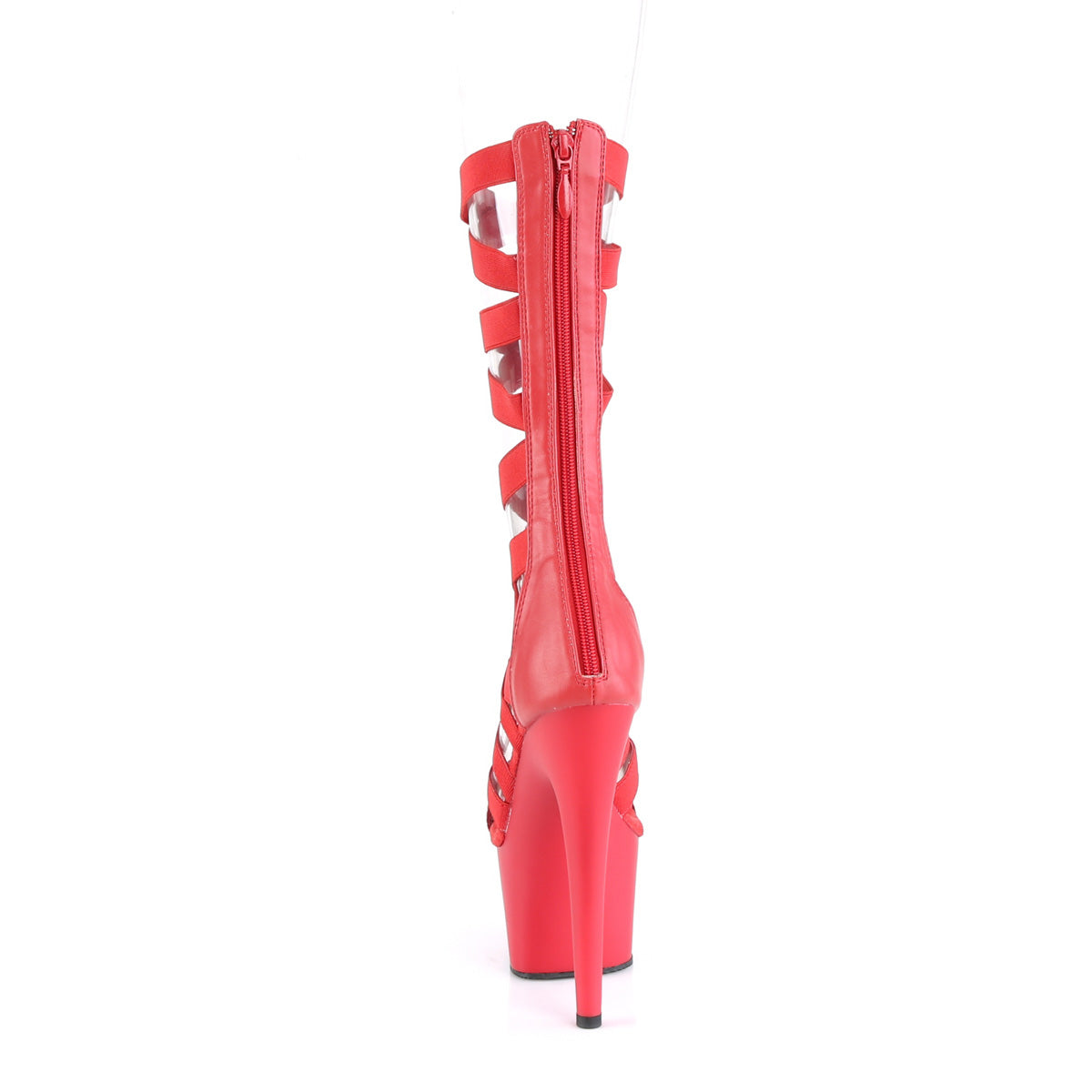 Pleaser Sandals ADORE-700-48 Red Elastic Band-Faux Leather/Red Matte