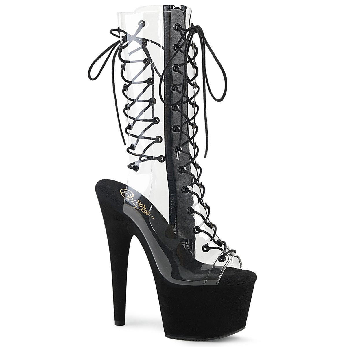 Pleaser Stivaletti da donna ADORE-700-60FS CLR / BLK Faux Suede Suede