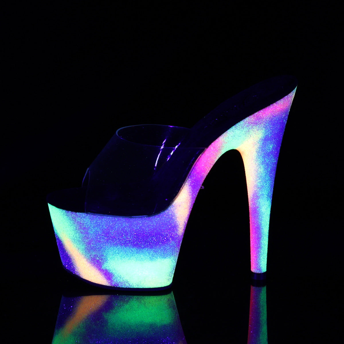 Pleaser Sandali da donna ADORE-701GXY CLR / Neon Galaxy Mini glitter