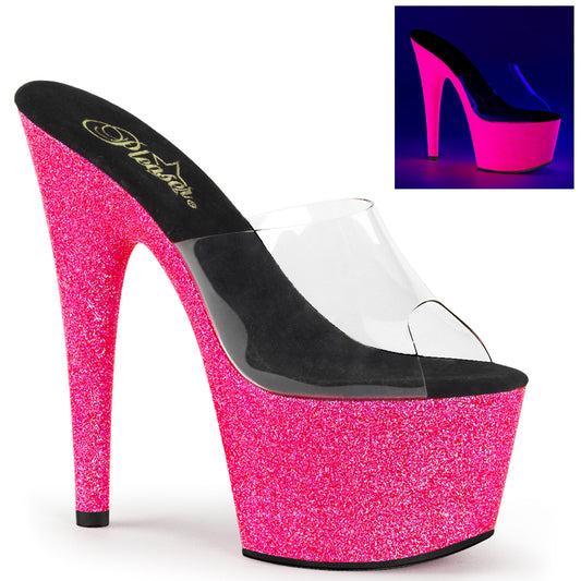 Pleaser Sandali da donna ADORE-701uvg CLR / Neon H. glitter rosa