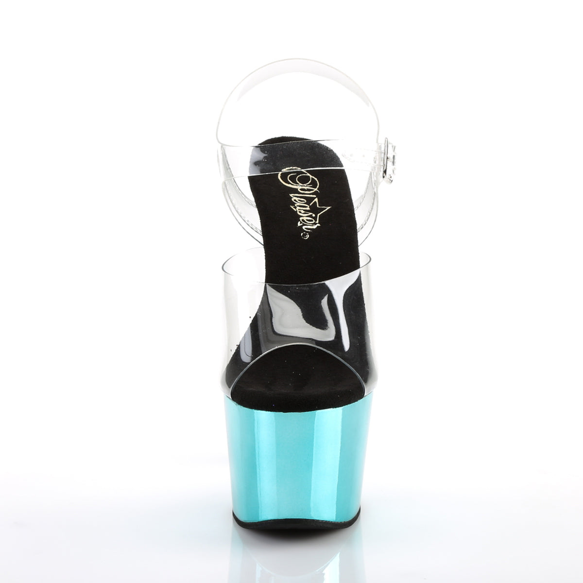 Pleaser Womens Sandals ADORE-708 Clr/Turquoise Chrome