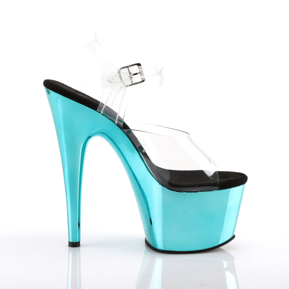 Pleaser Womens Sandals ADORE-708 Clr/Turquoise Chrome