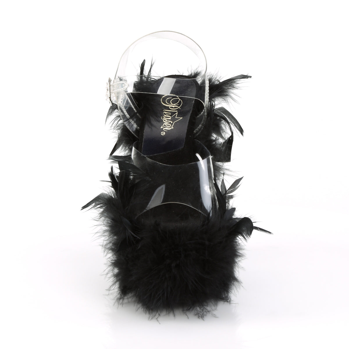 Pleaser Sandali da donna ADORE-708f CLR / BLK Marabou Piuma
