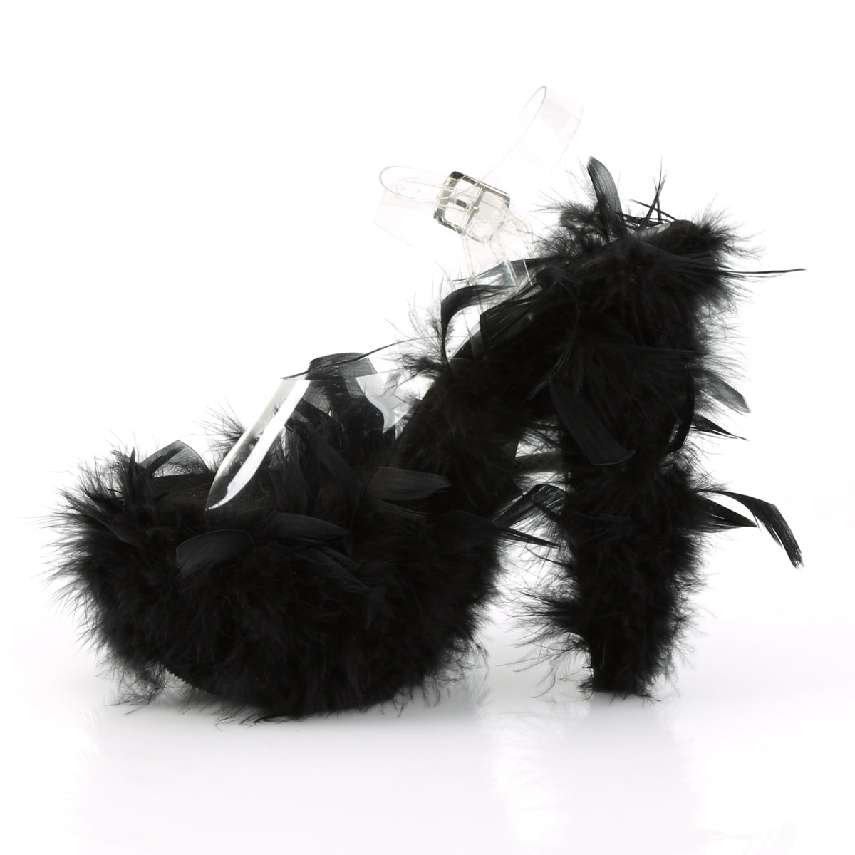 Pleaser Sandali da donna ADORE-708f CLR / BLK Marabou Piuma
