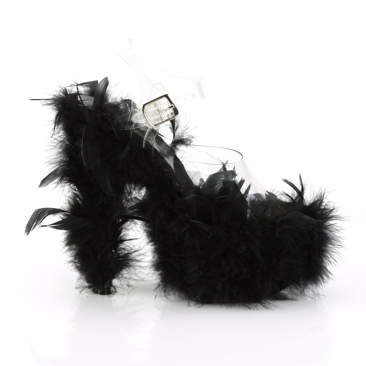 Pleaser Sandali da donna ADORE-708f CLR / BLK Marabou Piuma