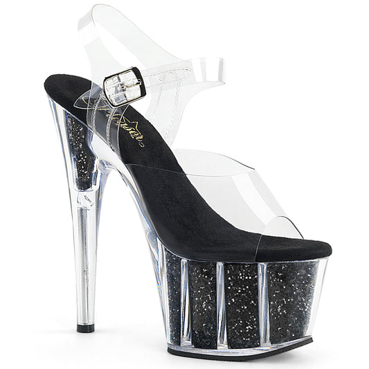 Pleaser Sandali da donna ADORE-708G CLR / BLK glitter inserti