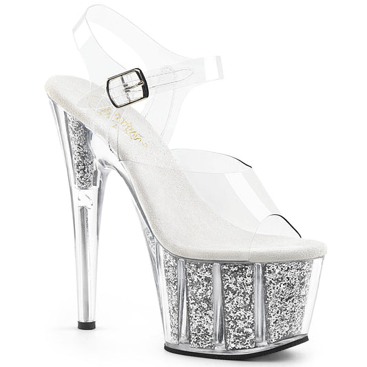 Pleaser Sandali da donna ADORE-708G CLR / Silver Glitter Inserti