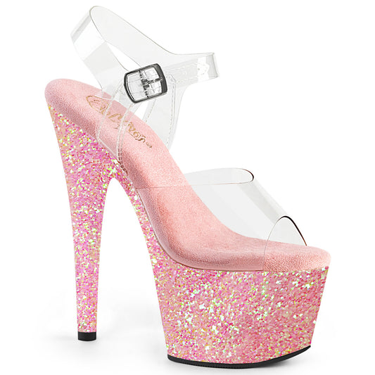 Pleaser Sandali da donna ADORE-708lg clr / b. Glitter rosa