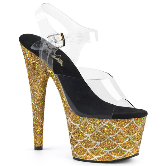 Pleaser Sandali da donna ADORE-708mslg CLR / GOLD multi glitter