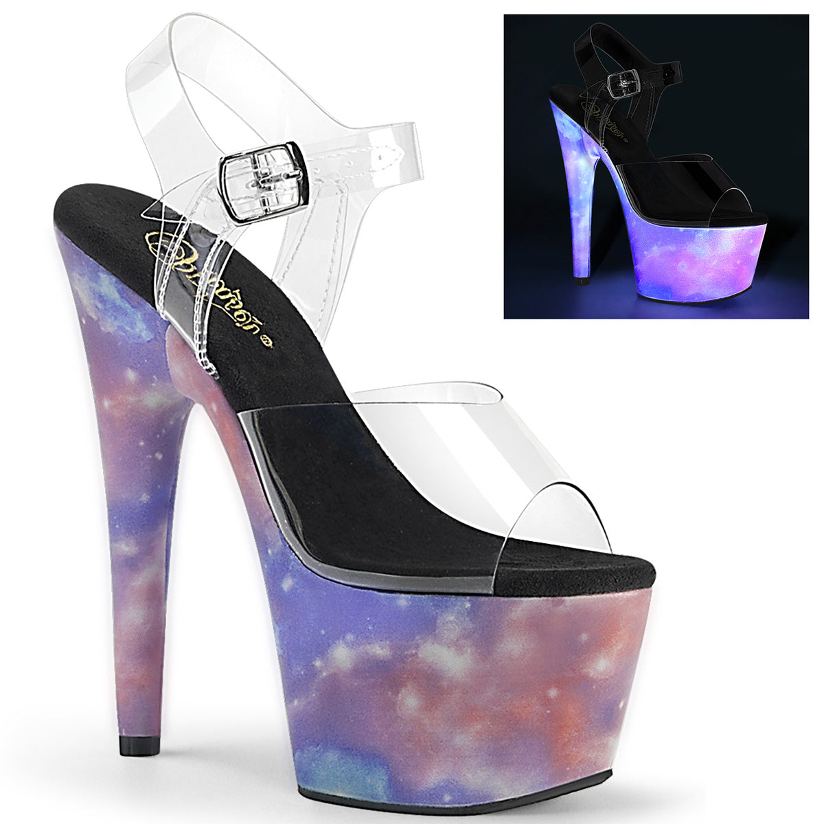 Pleaser Sandali da donna ADORE-708refl clr / viola-blu riflettente