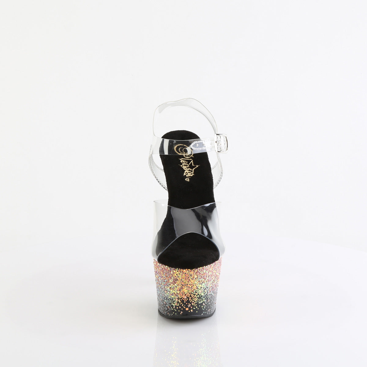 Pleaser ADORE-708SS Clr/Blk-Dusty Blush Multi Glitter