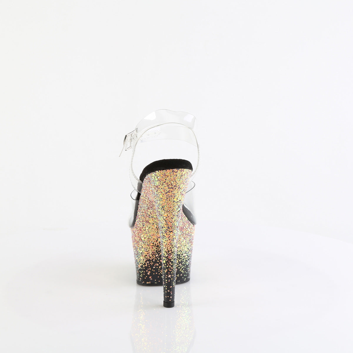 Pleaser ADORE-708SS Clr/Blk-Dusty Blush Multi Glitter