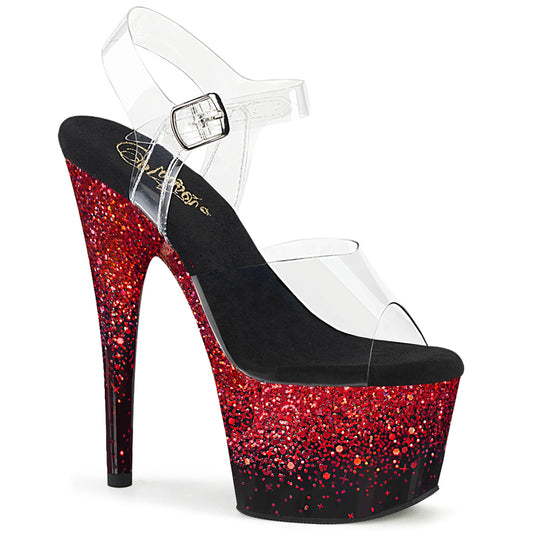 Pleaser   ADORE-708ss clr/blk-rosso glitter