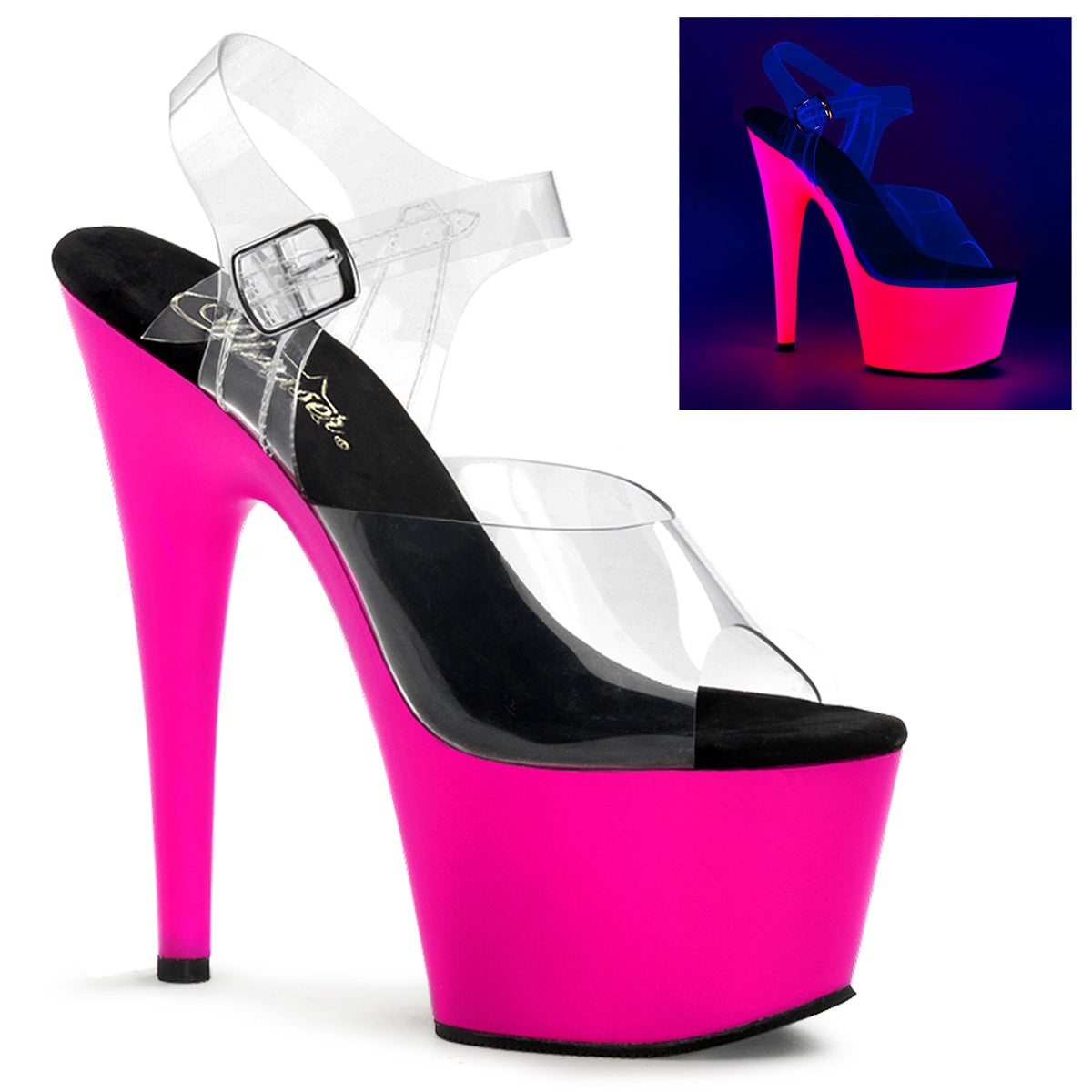 Pleaser Sandali da donna ADORE-708uv clr / neon rosa