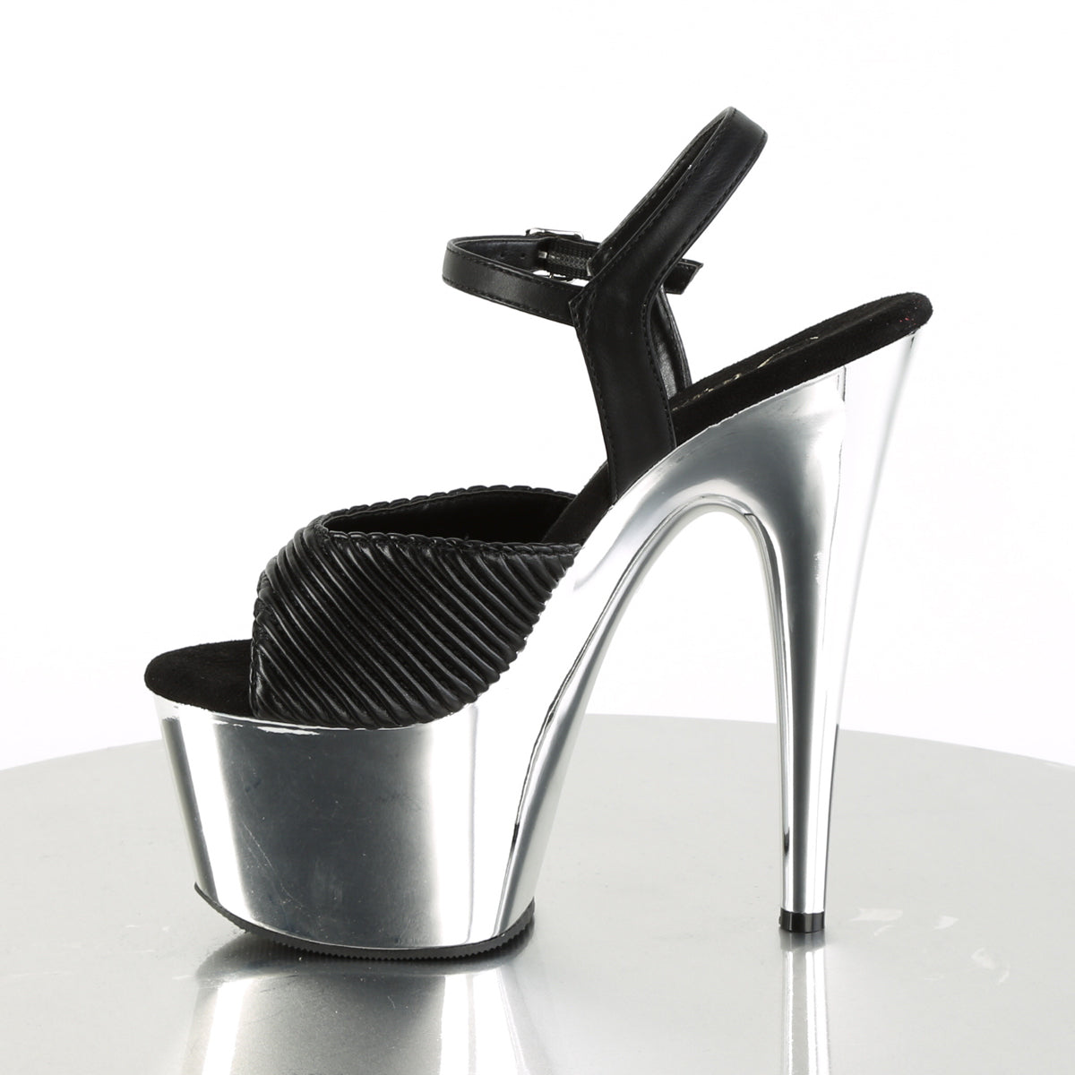 Pleaser Sandali da donna ADORE-709 BLK Trapuntato in ecopelle / SLV Chrome