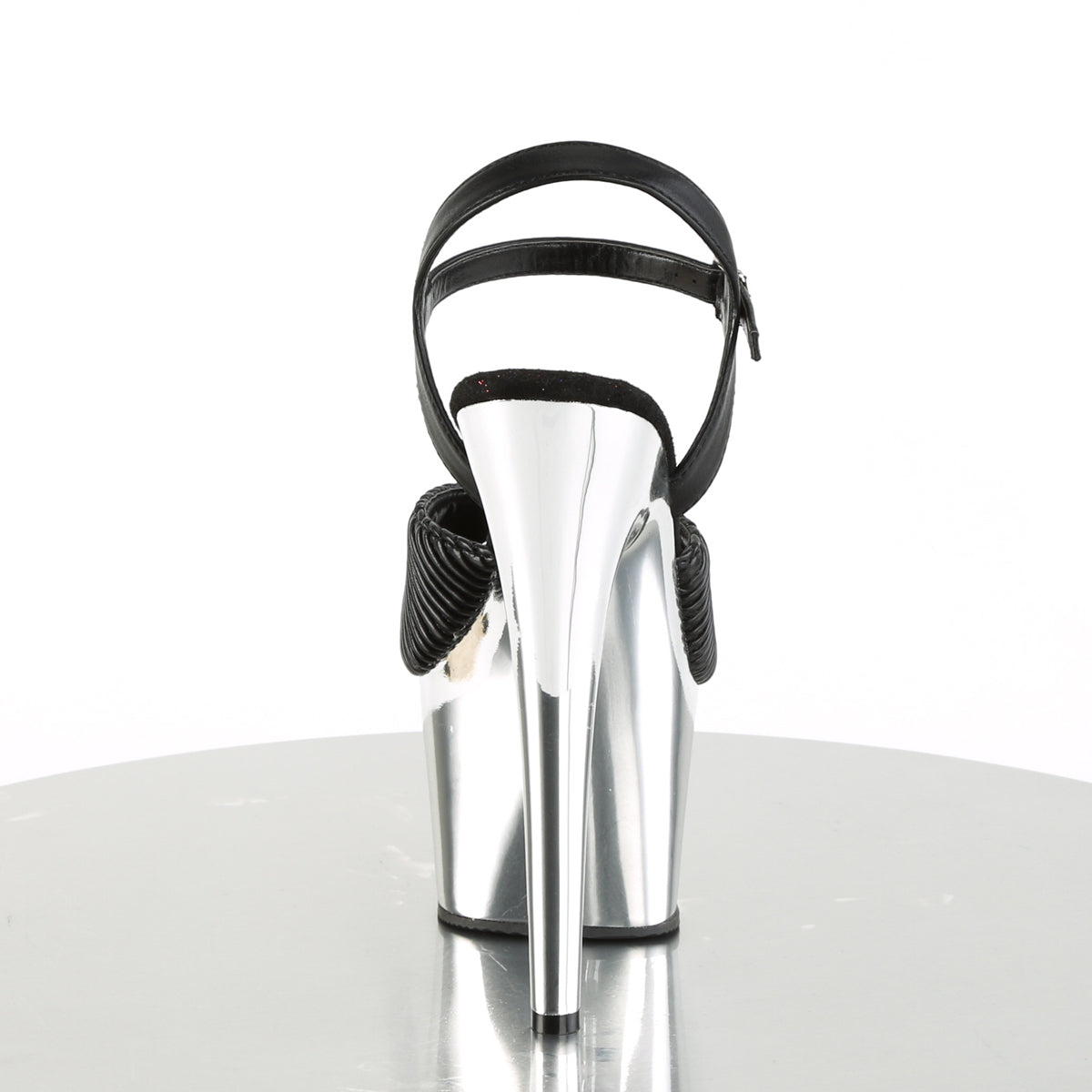 Pleaser Sandali da donna ADORE-709 BLK Trapuntato in ecopelle / SLV Chrome