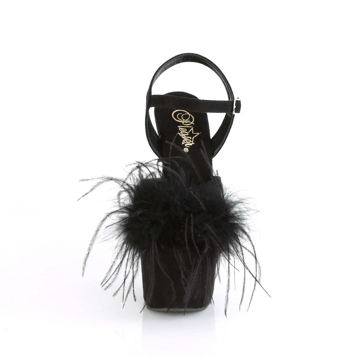 Pleaser Sandali da donna ADORE-709F BLK FAUX SAMEED-Feather / BLK FAUX Suede Suede