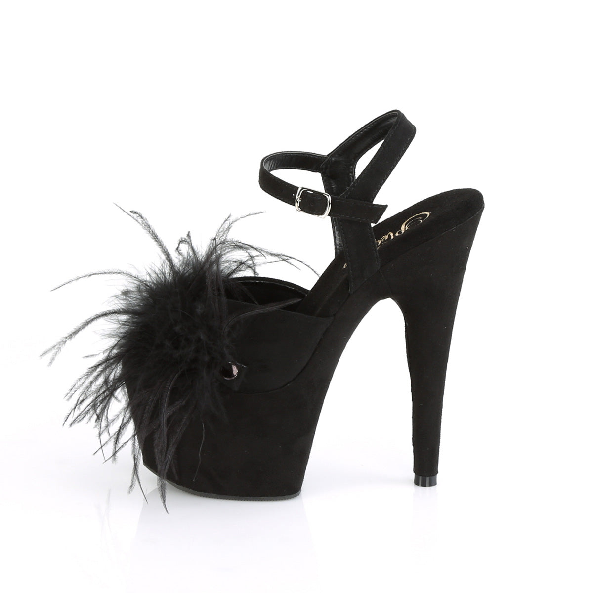 Pleaser Sandali da donna ADORE-709F BLK FAUX SAMEED-Feather / BLK FAUX Suede Suede