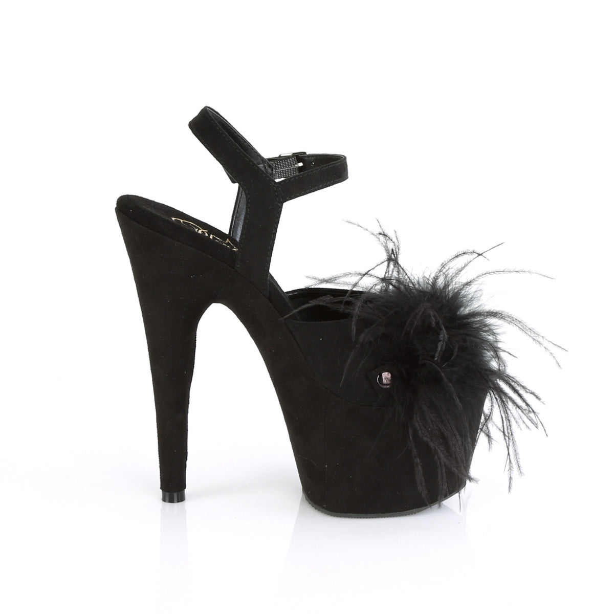 Pleaser Sandali da donna ADORE-709F BLK FAUX SAMEED-Feather / BLK FAUX Suede Suede