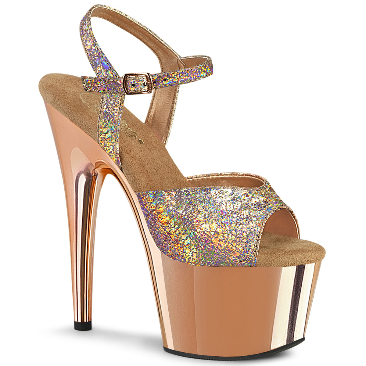 Pleaser Sandali ADORE-709hm oro rosa holo metallico PU / oro rosa cromato