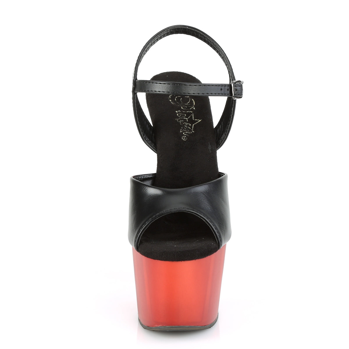 Pleaser Sandali da donna ADORE-709T BLK in ecopelle / rosso smerigliato