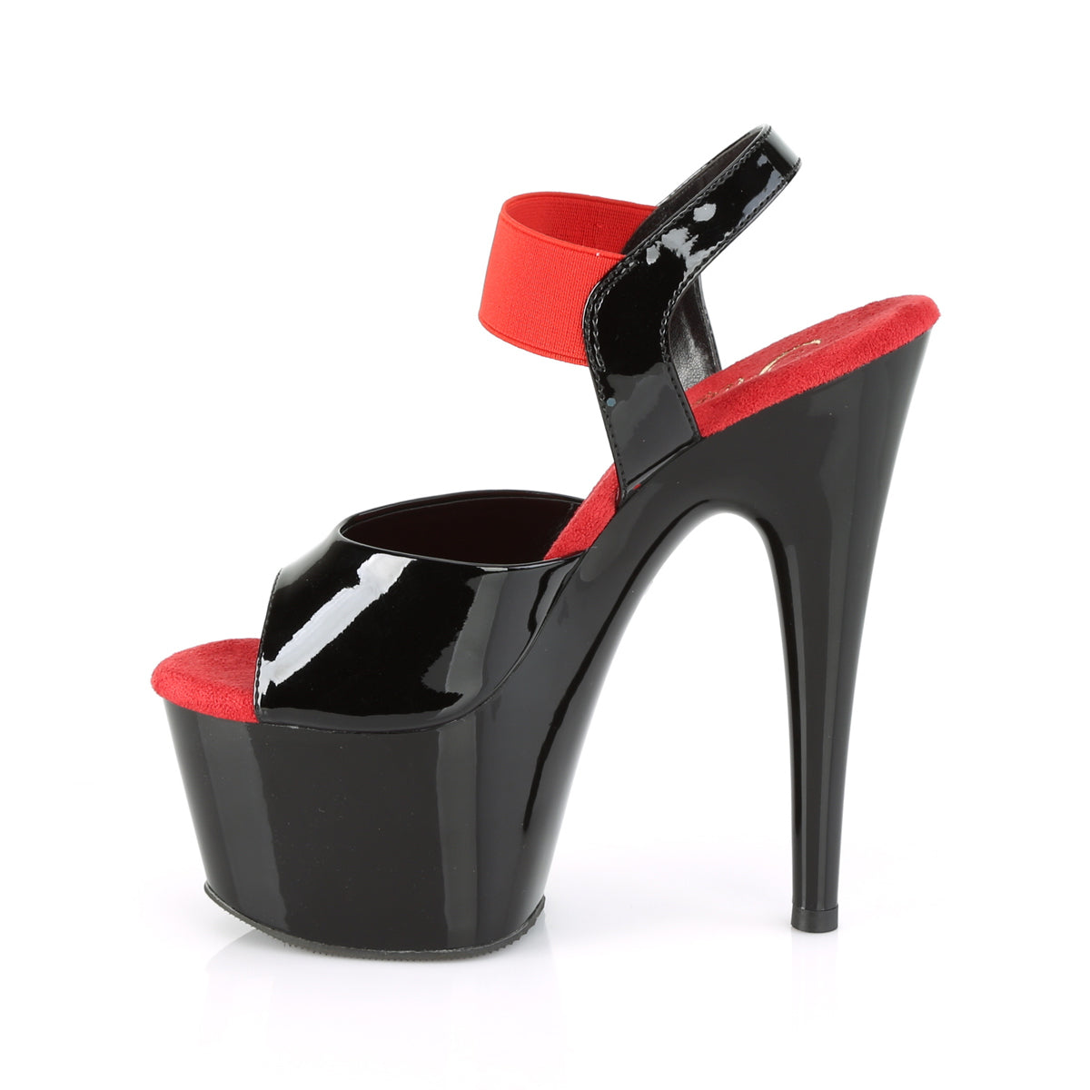 Pleaser Womens ADORE-714 Blk Pat-Red Elastic Band/Blk